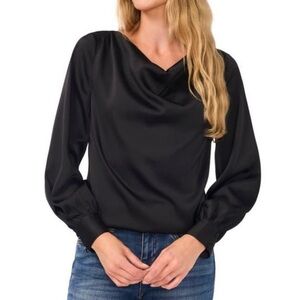 NWT- CeCe Poly Satin Charmeuse Cowl Neck Shirt Blouse
